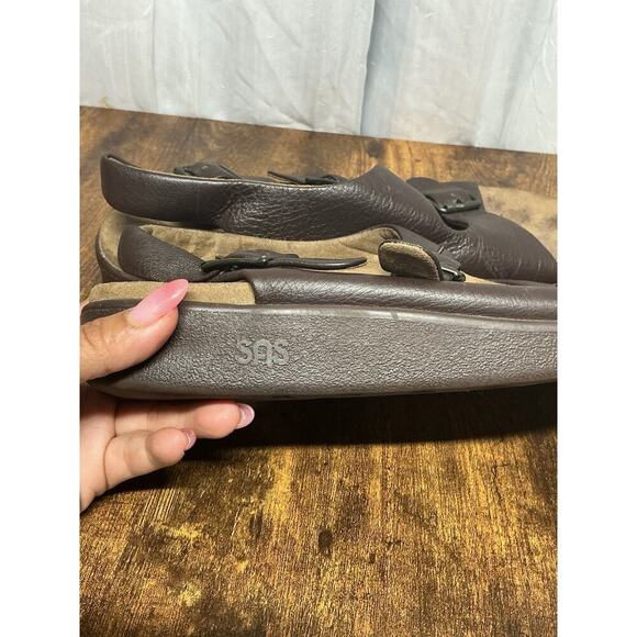 Men's SAS Bravo Heel Strap Sandal Brown Leather Buckle Size 11 - Picture 6 of 9